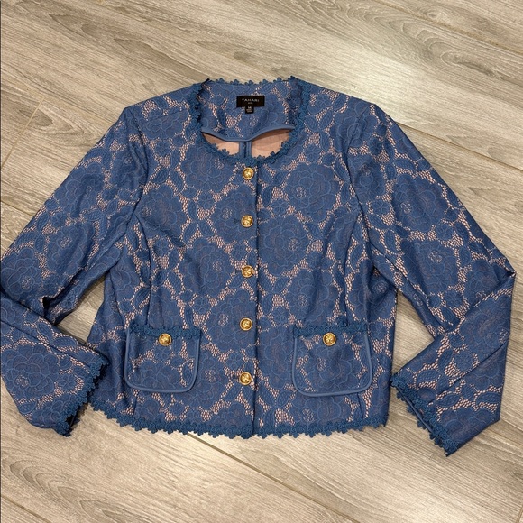 Tahari ASL Jackets & Blazers - New Tahari ASL Royal Blue Lace Cropped Blazer with Gold Buttons size 14
